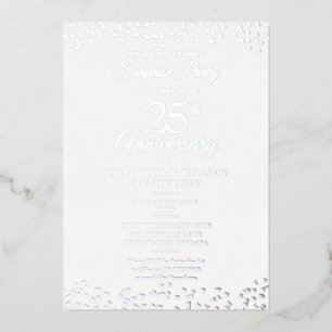 Silberne Überraschungsparty zum 25. Hochzeitstag Folieneinladung