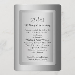 Silberne Umrandung 25. Hochzeitstag Einladung