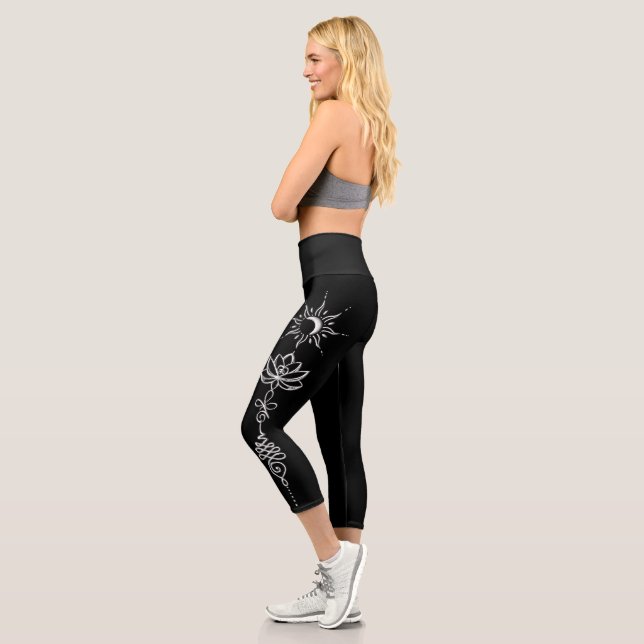 Silberne Unalome-Gruppe Capri Leggings (Links)