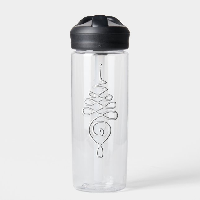 Silberne Unalome-Wasserflasche Trinkflasche (Vorderseite)