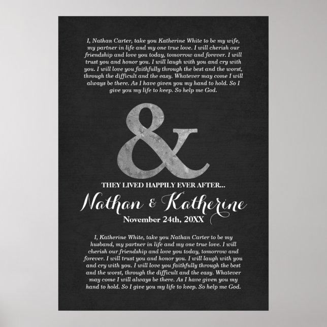 Silberne und graue Hochzeitsgesänge glücklicherwei Poster (Vorne)