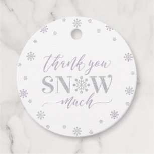 Silberne und lila Winter-Wunderland-Party Danke Geschenkanhänger