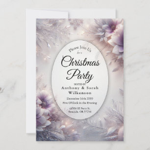 Silberne und sanfte Amethyst Winter-Weihnachtsfeie Einladung