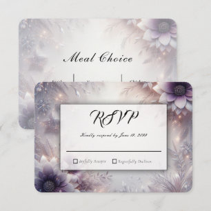 Silberne und sanfte Amethyst-Winterblüten-Hochzeit RSVP Karte