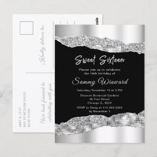 Silberne und schwarze Glam-Tears Sweet Sixteen Postkarte