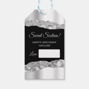 Silberne und schwarze glamouröse Tränen Sweet Sixt Geschenkanhänger