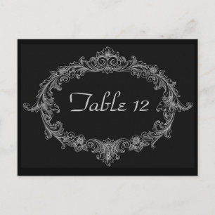 Silberne und schwarze Hochzeitsempfang-Tischnummer Postkarte