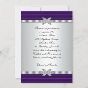 Silberne und violette Cocktailparty-Einladungen Einladung