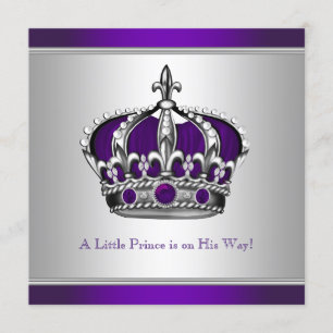 Silberne und violette Krone Kleiner Prinz Baby Sho Einladung