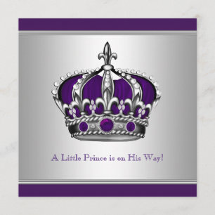 Silberne und violette Krone Kleiner Prinz Baby Sho Einladung