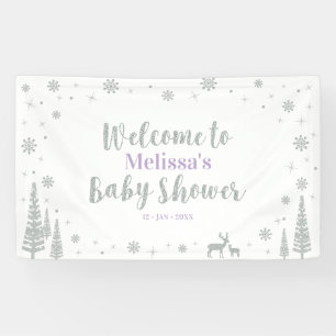 Silberne und violette Winter-Baby-Shower-Einladung Banner