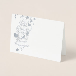 Silberne und weiße Birdcage Hochzeit danke Ihnen K Folienkarte