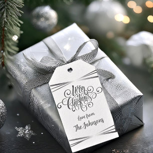 Silberne und weiße elegante personalisierte Weihna Geschenkanhänger