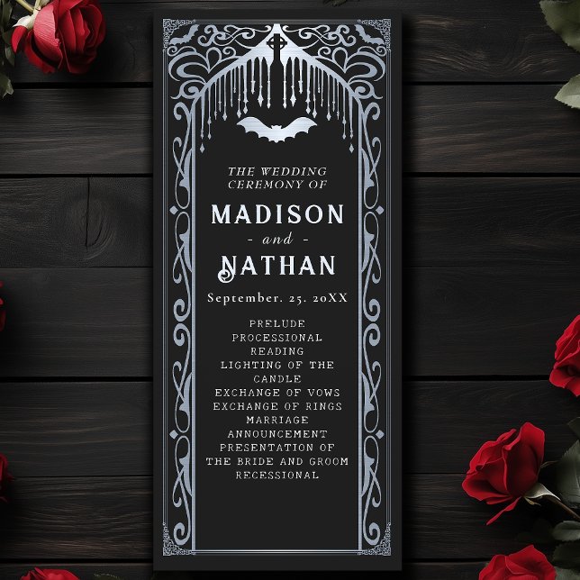 Silberne Vampir-Kathedrale Gothic-Hochzeit Programm (Von Creator hochgeladen)