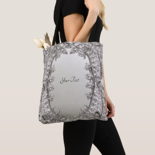 Silberne verzierte moderne Tote-Tasche