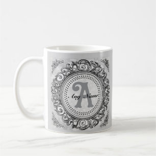 Silberne verzierte Monogramm-Tasse Kaffeetasse