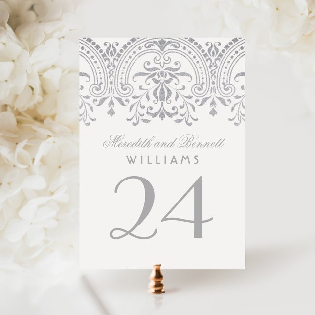 Silberne Vintage Glamour Hochzeit Tischnummer (Von Creator hochgeladen)