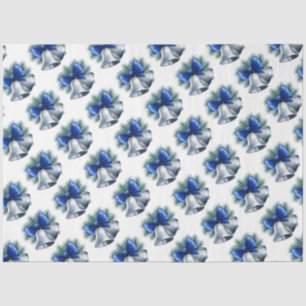 Silberne Weihnachtsglocken mit Blue Bow Seidenpapier