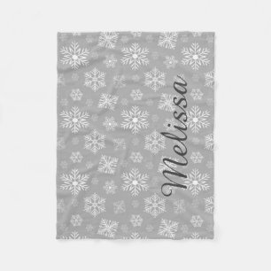 Silberne Weihnachtsschneeflocke-personalisierter Fleecedecke