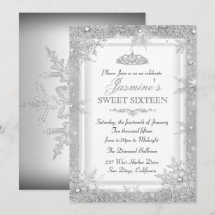 Silberne Winter Wonderland Sweet 16 Einladung