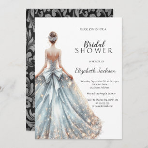 Silberne Wirbel, Girl Glitzer Dress Brautparty Einladung