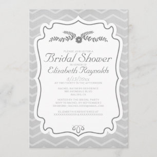 Silberne Zickzack Streifen Bridal Dusche Einladung