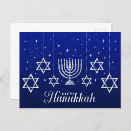 Silbernen Sternen von David Menorah Happy Hanukkah Postkarte