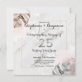 Silberner 25. Hochzeitstag Eleganter Glitzer Einladung