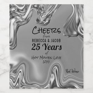 Silberner 25. Hochzeitstag Weinetikett