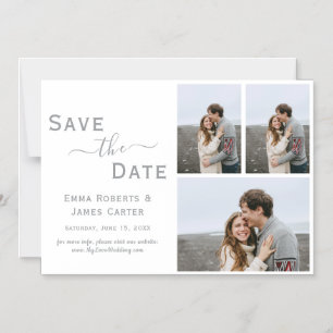 Silberner 3-Foto-Save-the-Date-Magnet Magneteinladung
