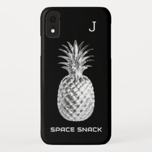 Silberner Ananas-Weltraum-Snack-Frucht-Monogramm Case-Mate iPhone Hülle