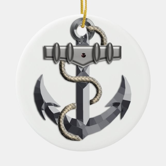 Silberner Anker Keramik Ornament (Vorne)