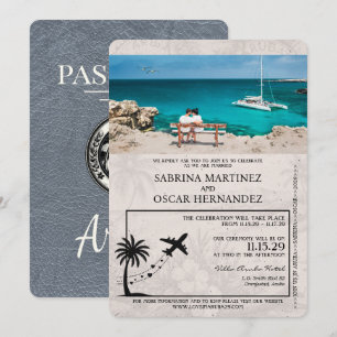 Silberner Aruba-Reisepass Hochzeitseinladung Einladung