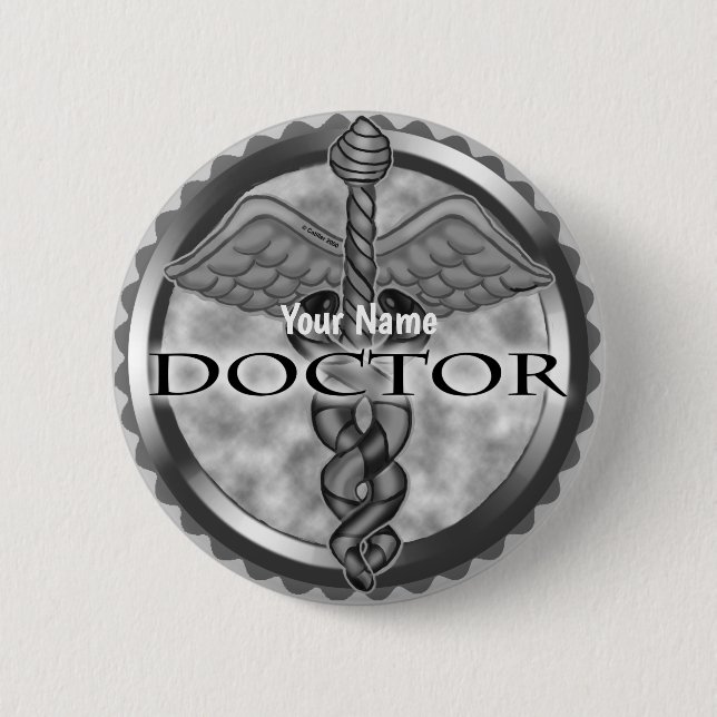 Silberner Arzt Button (Vorderseite)