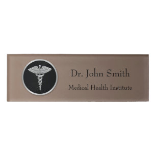 Silberner beruflicher medizinischer Caduceus - Namenschild