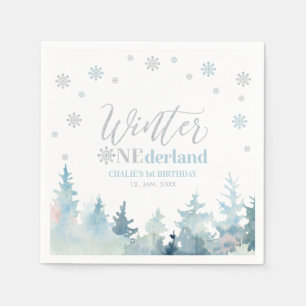 Silberner & Blauer Junge Winter Onederland 1. Gebu Serviette