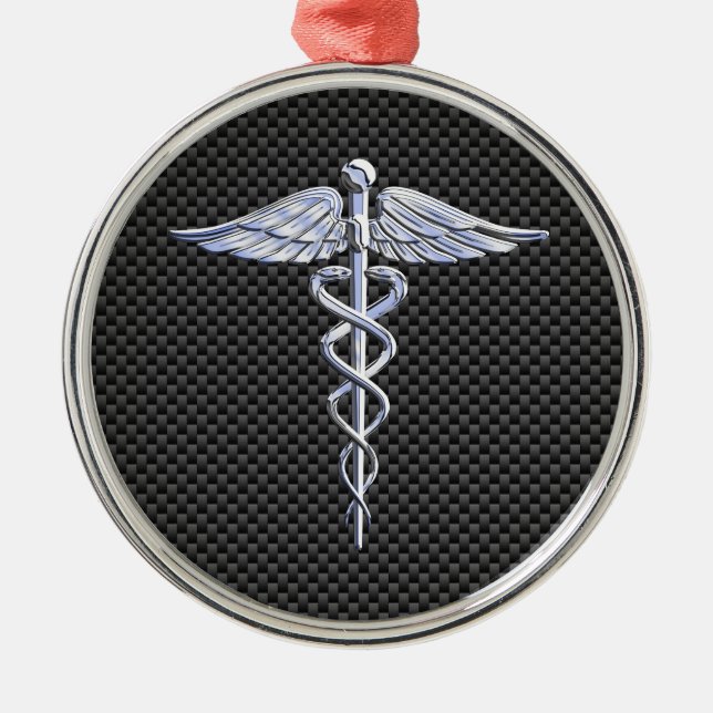 Silberner Caduceus-medizinische Silbernes Ornament (Vorne)