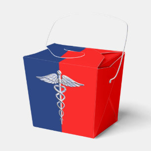 Silberner Caduceus-medizinische Symbol-Liga Geschenkschachtel