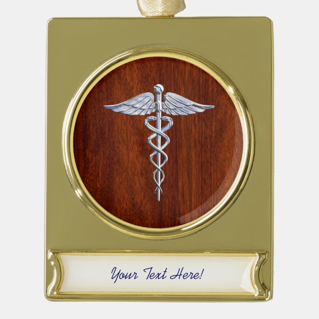 Silberner Caduceus-medizinischer Banner-Ornament Gold (Vorderseite)