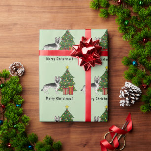 Silberner Deutscher Schäferhund Festive Weihnachts Geschenkpapier