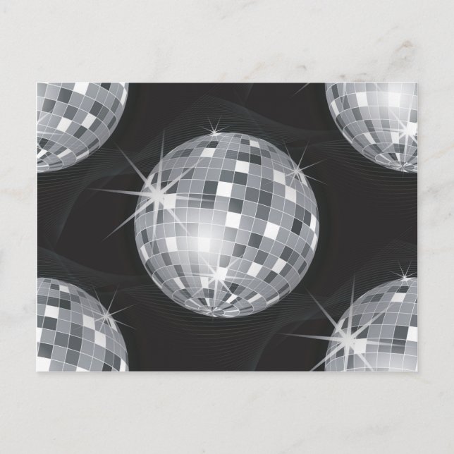 silberner Disco-Kugel Postkarte (Vorderseite)