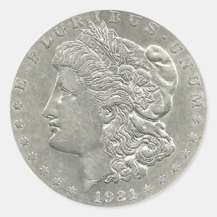 Silberner Dollar-Aufkleber 1921 Morgans Runder Aufkleber