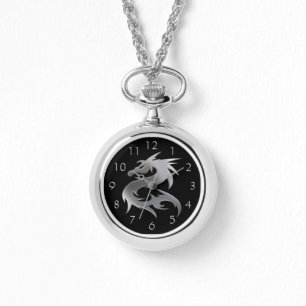 Silberner Drache Armbanduhr