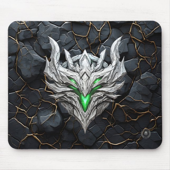 Silberner Drachen-Emblem Mousepad (Vorne)