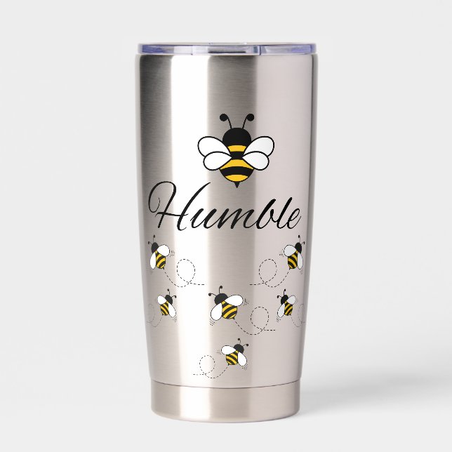 SILBERNER EDELSTAHL 20 OZ ISOLIERTE BEE HUMBLE THERMOBECHER (Vorderseite)