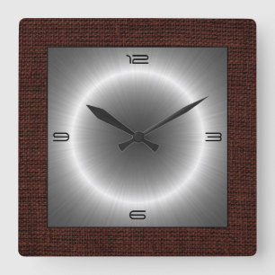 Silberner Edelstahl-moderne Leinwand-Grenze Quadratische Wanduhr