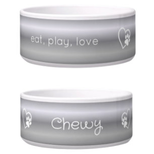Silberner Farbverlauf Eat Play Love benutzerdefini Napf
