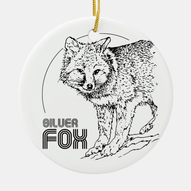 SILBERNER FUCHS VINTAG KERAMIKORNAMENT (Vorne)
