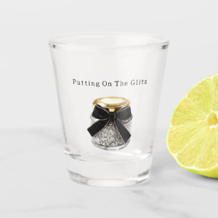 Silberner Funkeln Glitzer Glamour Schnapsglas