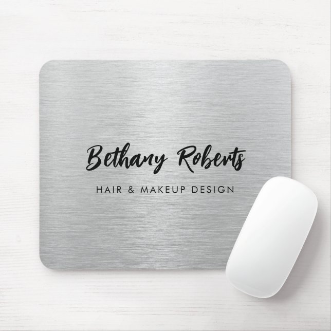 Silberner gebürsteter Metall moderner Skript Haare Mousepad (Mit Mouse)
